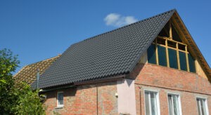 Brick house with a new roof