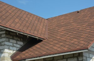 Reddish-brown roof on a suburban home