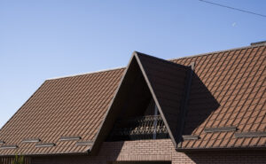 Brown roof on a suburban home
