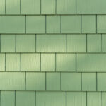 Background of Wall with Green Cedar Shingles